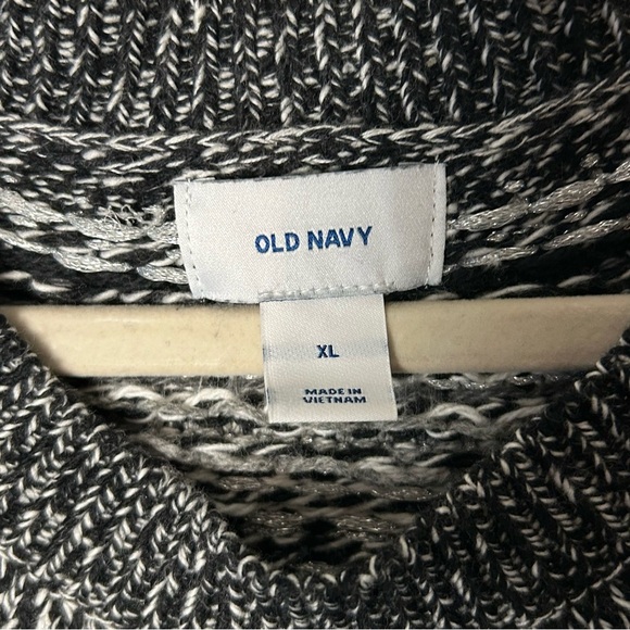Old Navy Women Size XL Fair Isle Sweater Black Gray Silver Metallic Ski Casual - Picture 3 of 8